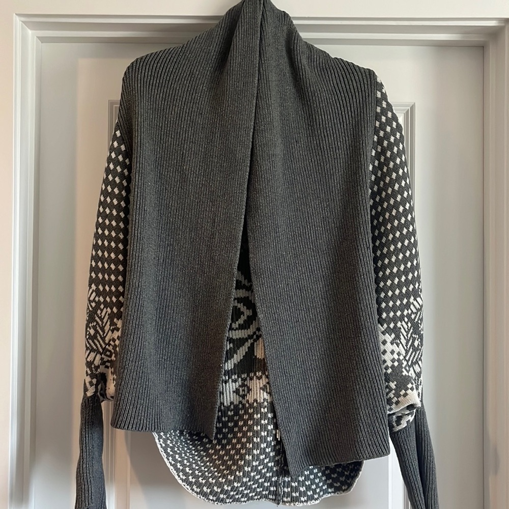 Express Grey Fair Isle Slouchy Cardigan